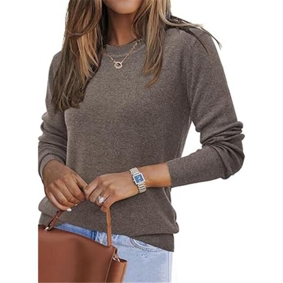 Women's Wool Blend Classic Crew Neck Casual Fall Sweaters - Picture 7 of 7